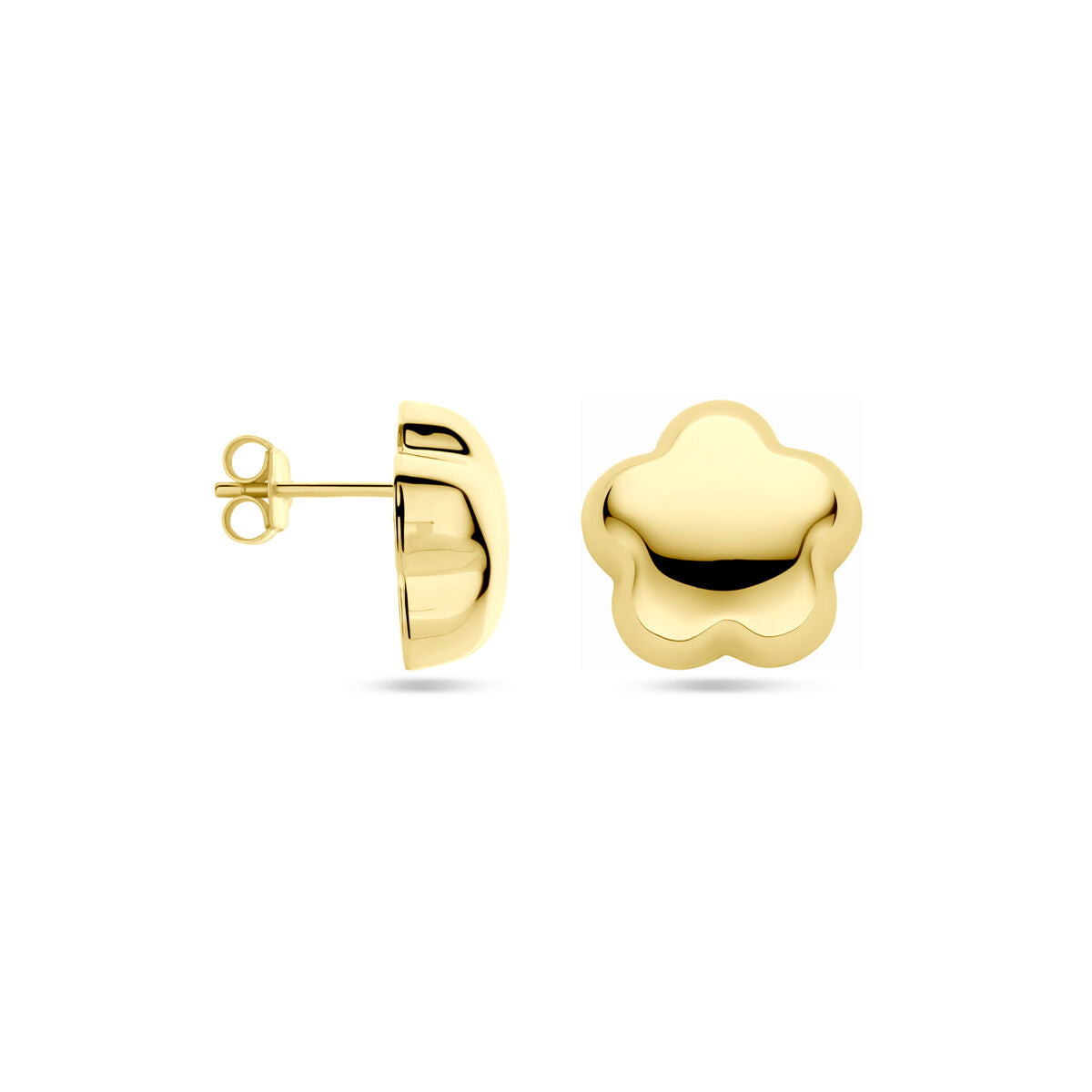 pendientes de botón flor 15 mm 1 micrón plata chapado en oro amarillo