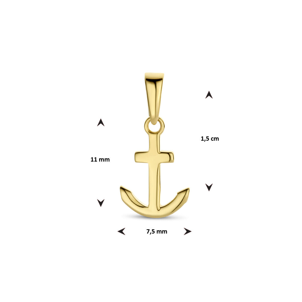 colgante ancla en oro amarillo 14K