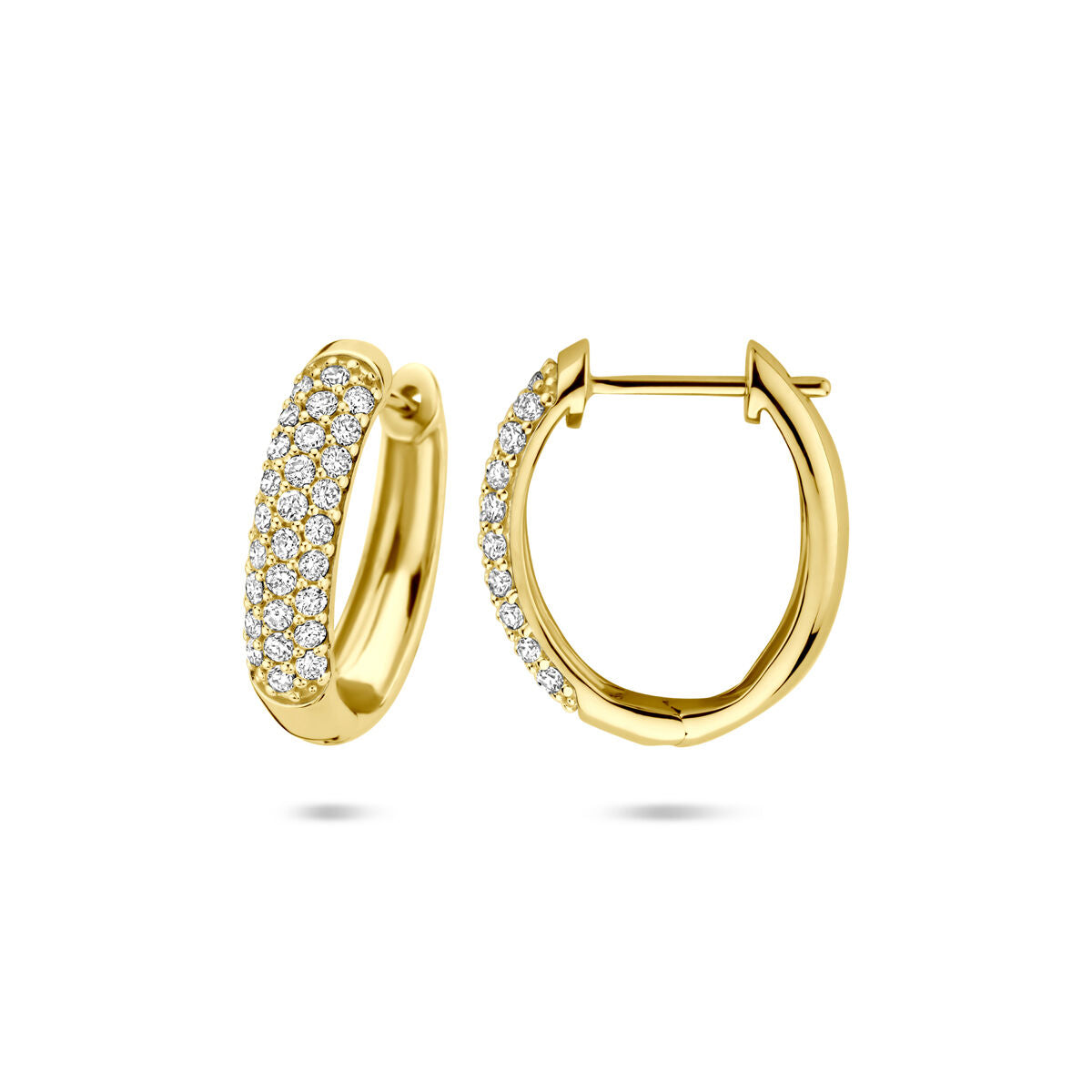 aros con diamante cultivado en laboratorio 0.755ct (2x 0.3775ct) h si 18 mm oro amarillo 14K