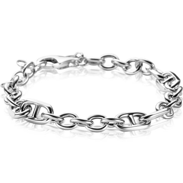 Pulsera de plata con eslabones grandes y cierre de langosta, ajustable de 17 a 20 cm.