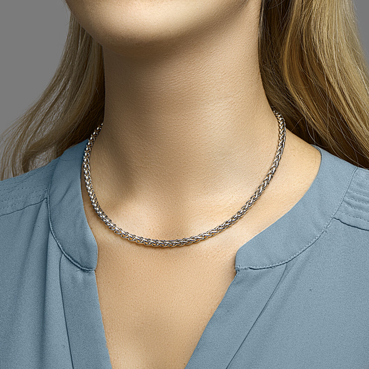 Collar de acero cola de zorro – color plata