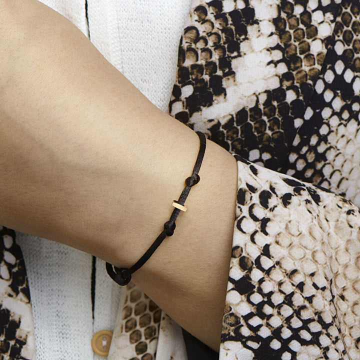 armband satijn letter 14K goud met rubber/nylon/leer