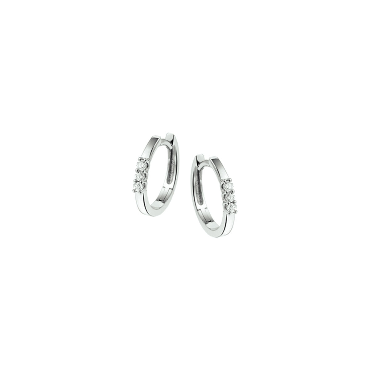 Pendientes de aro de oro blanco de 14K con diamantes de 0.12 ct (2x0.06 ct).