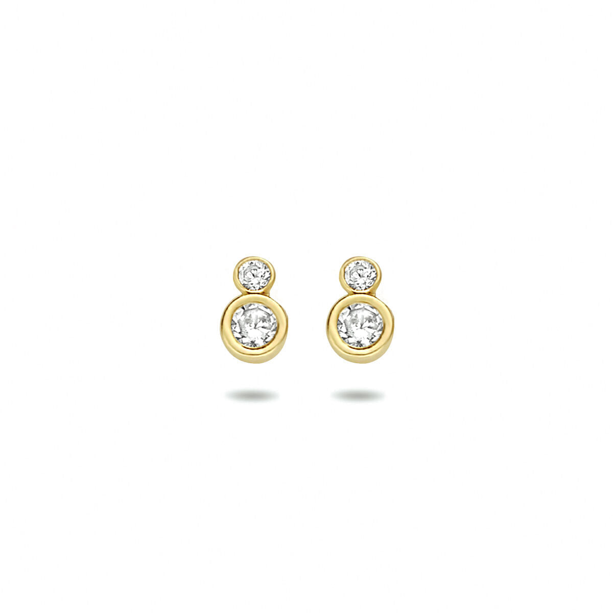 Pendientes de zircón en oro amarillo de 14 quilates con dos piedras brillantes.