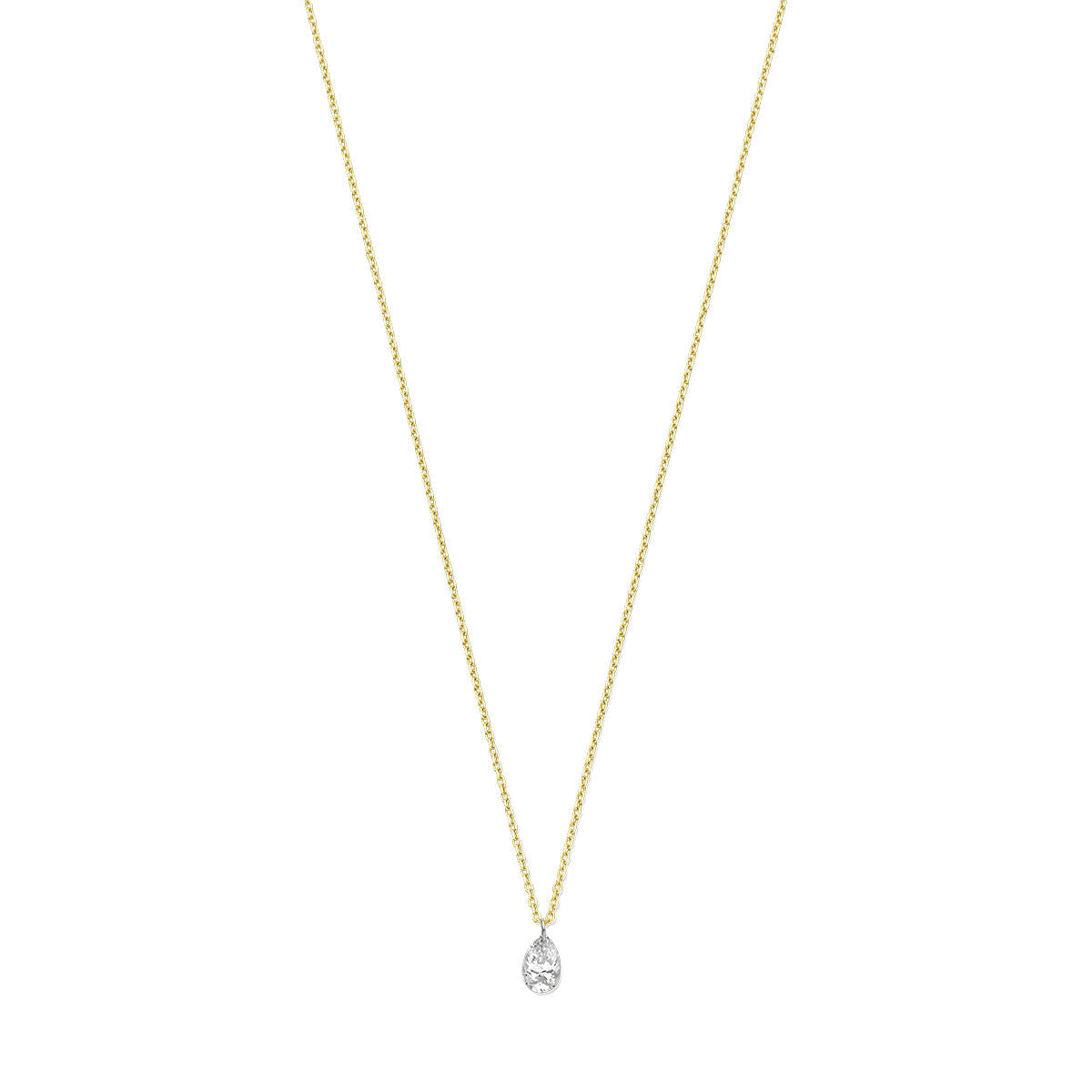 Cadena dorada de dama con colgante de diamante en oro de 18 quilates.