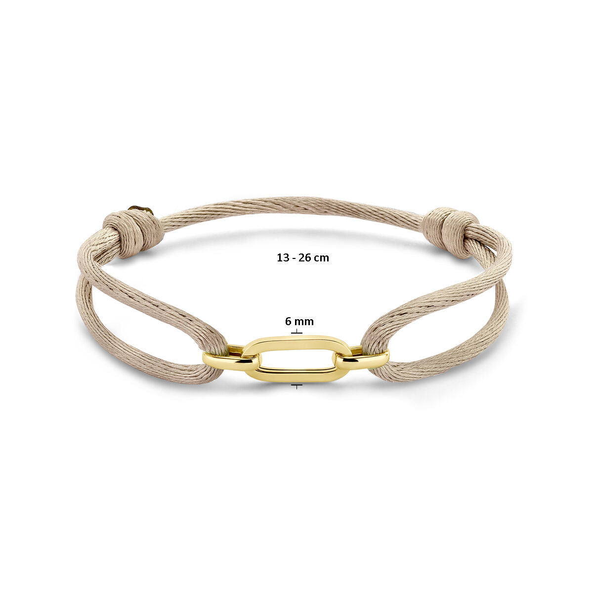 pulsera de mujer de oro 14k con satén y cuero