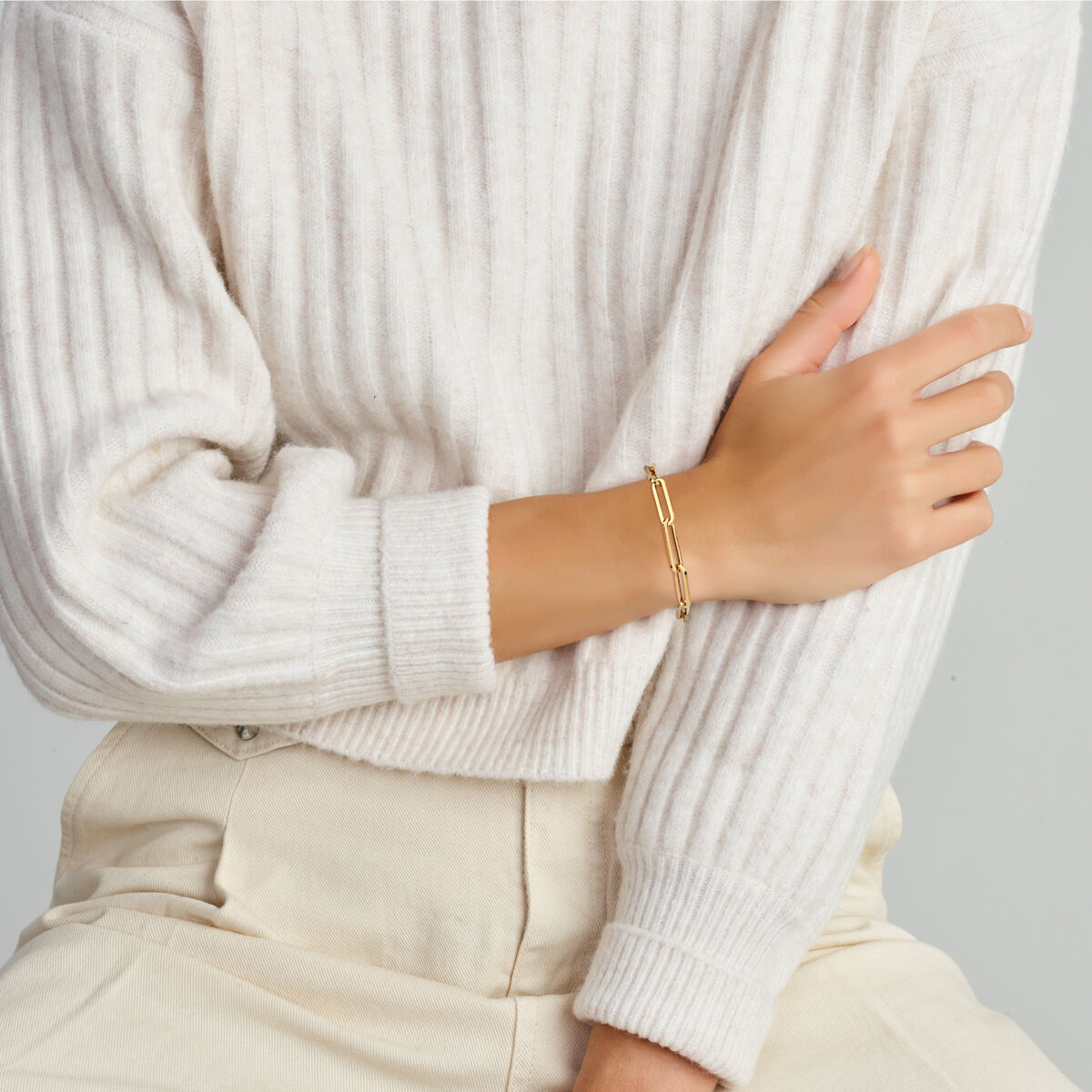 pulsera paperclip tubo cuadrado 6,0 mm 19 cm con gran cierre de resorte 14K oro amarillo