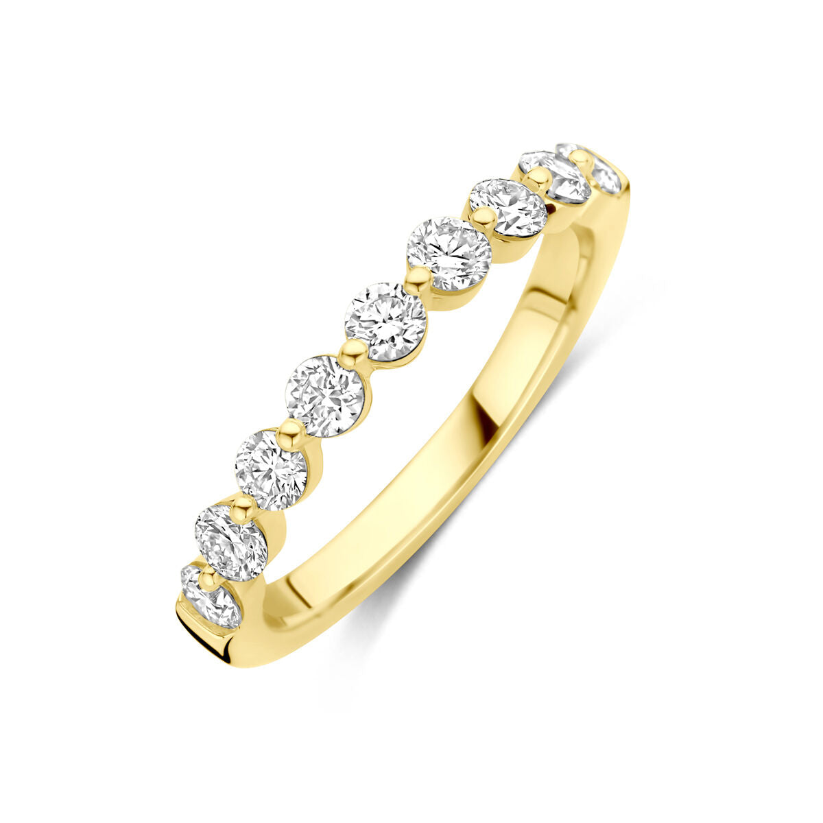 Anillo de oro amarillo de 14K con diamantes lab-grown de 0.75 ct en forma ovalada.