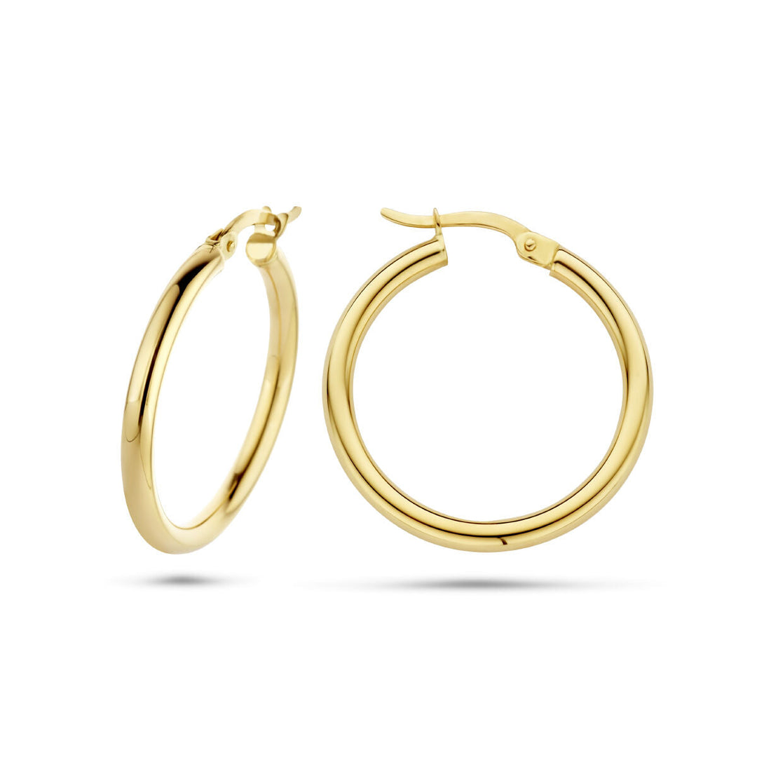 Aros de tubo redondos de 14K en oro amarillo.