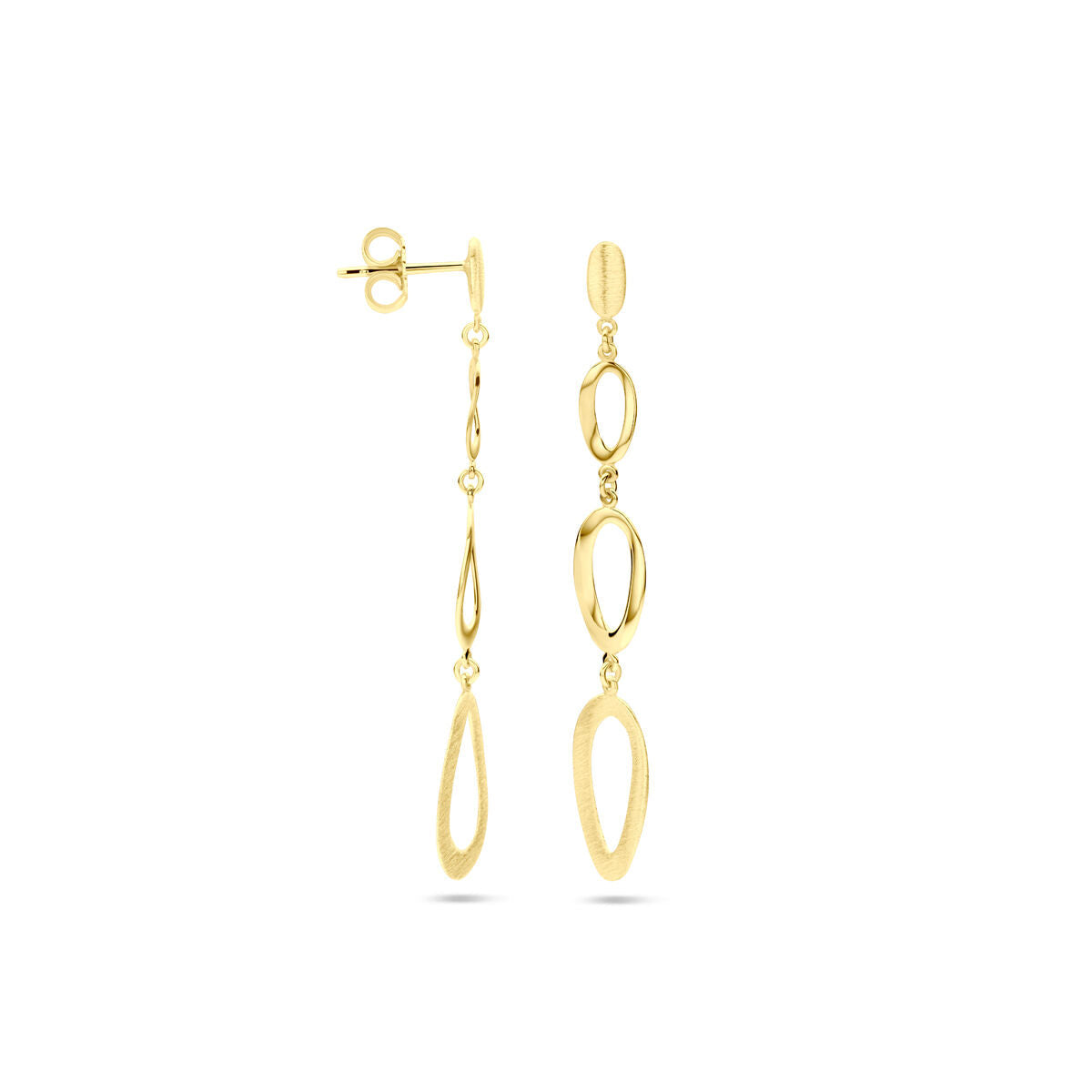 pendientes poli/mat 14K oro amarillo
