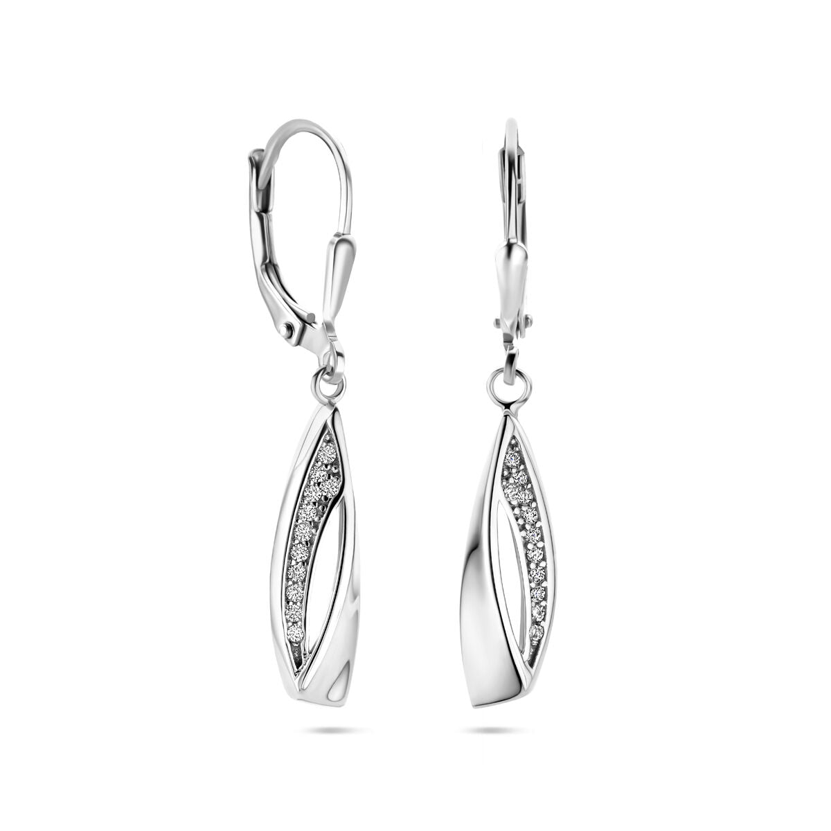 pendientes de zircón brisur gancho plata rodiada