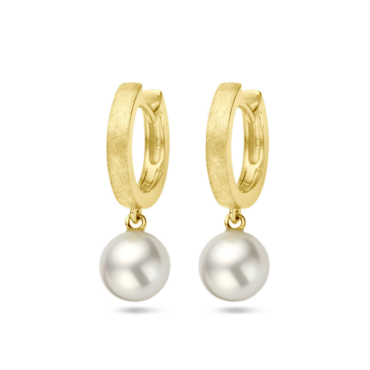 aros perla rayada 14K oro amarillo