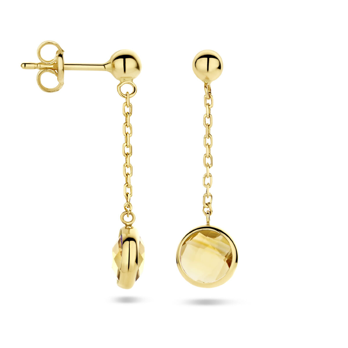 pendientes de citrino en oro amarillo de 14K