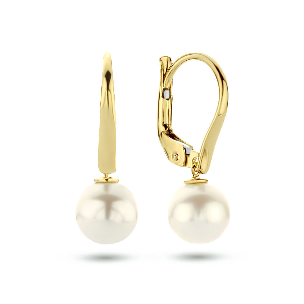 pendientes de perla con gancho de 14K oro amarillo