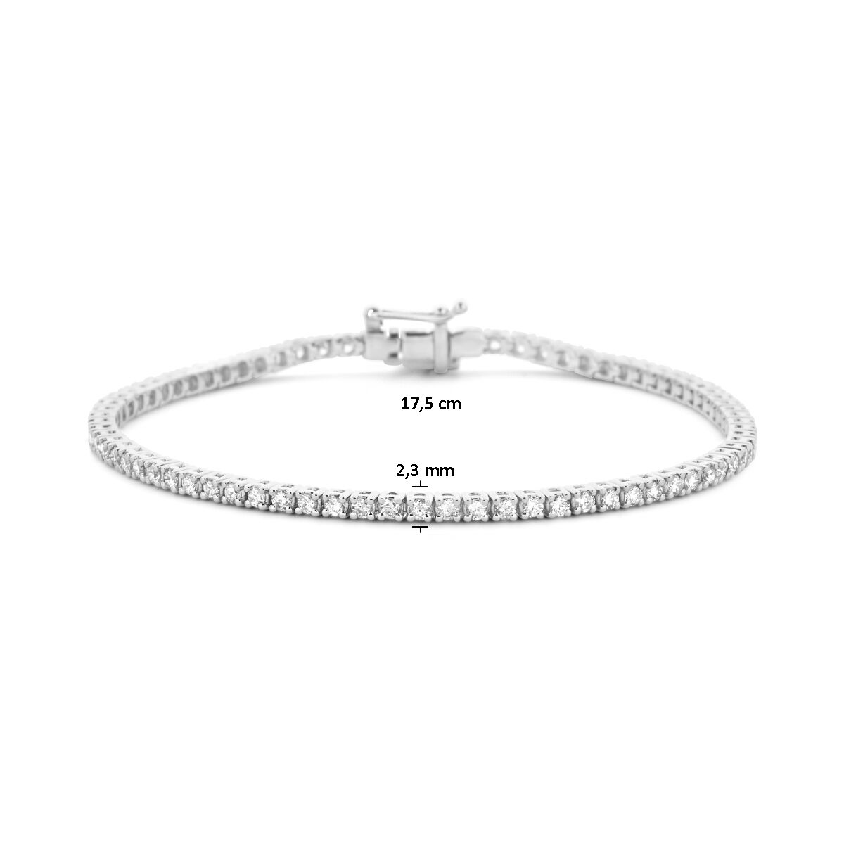 pulsera de tenis diamante cultivado en laboratorio 2.00ct g si 2,3 mm 17,5 cm 14K oro blanco