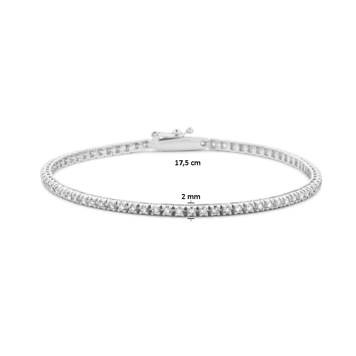 pulsera de tenis diamante 1.00ct h si 2,0 mm 17,5 cm 14K oro blanco
