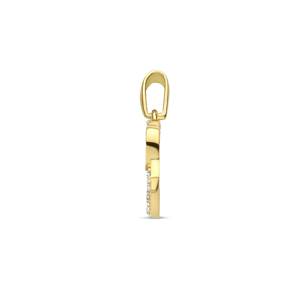 colgante de corazones de circonita en oro amarillo de 14K