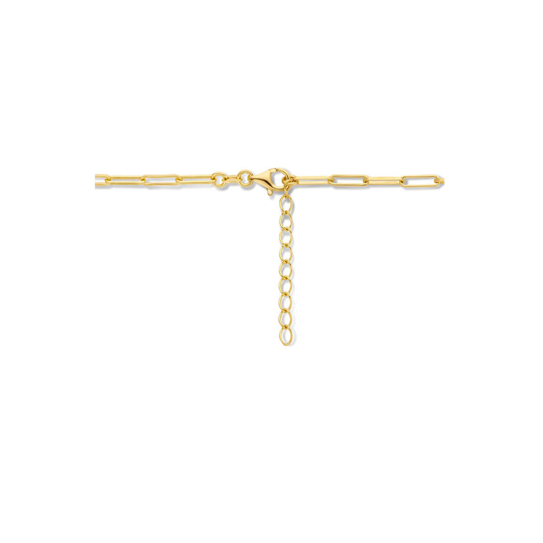 Zilveren ketting dames paperclip vierkante buis micron zilver verguld (geel)