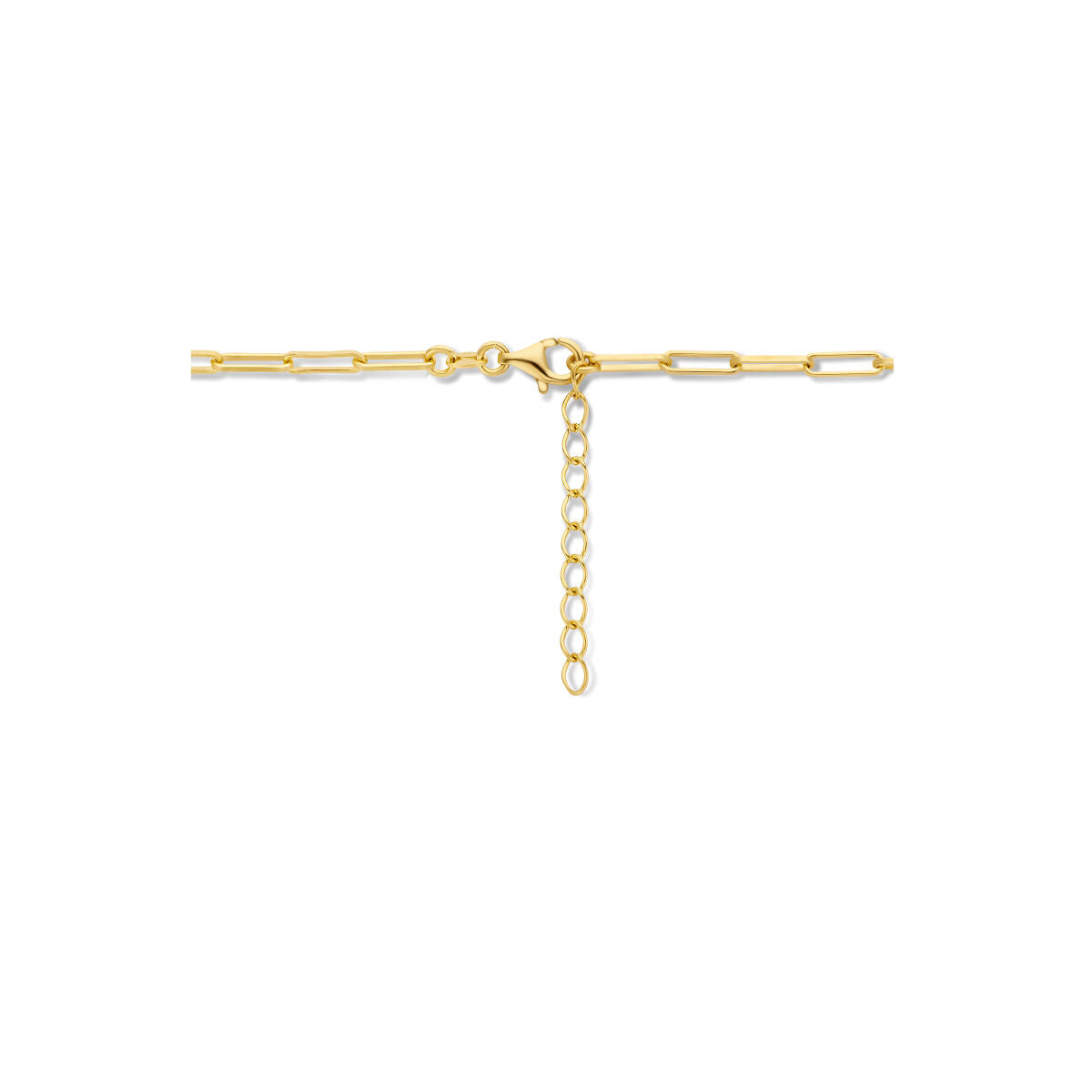 Collar de mujer de plata paperclip tubo cuadrado chapado en oro amarillo