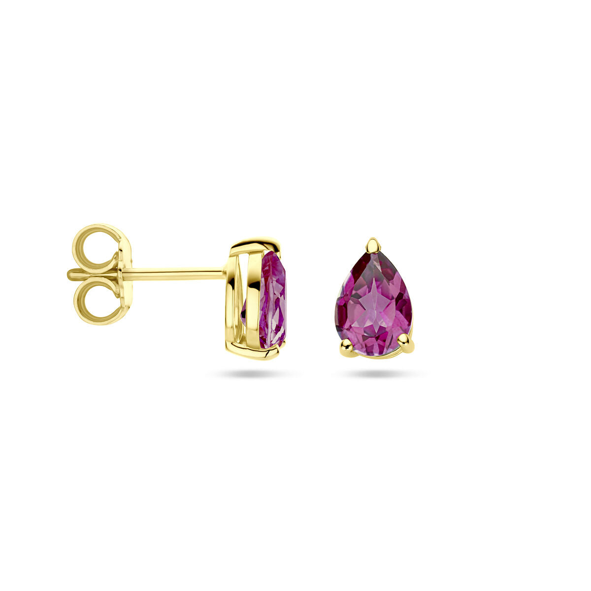 pendientes de botón topacio rosa 14K oro amarillo