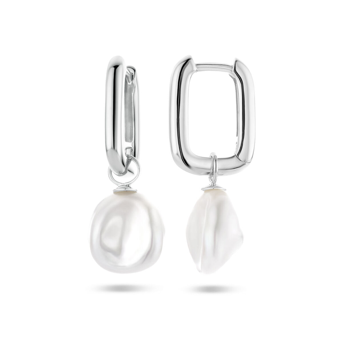 aros paperclip barroco perla plata rodiado