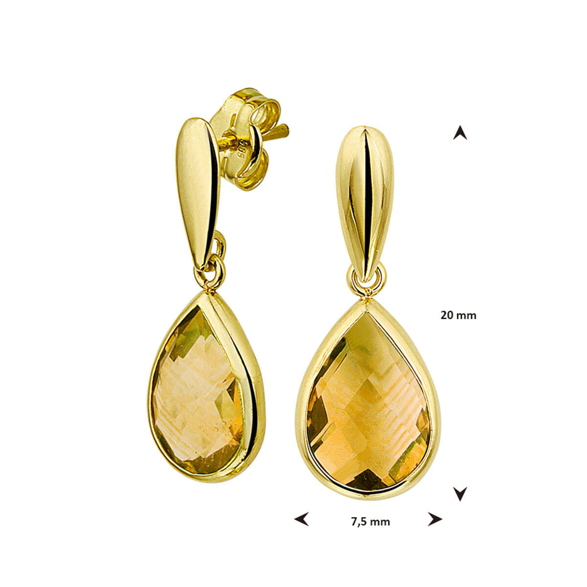 pendientes de citrino 14K oro amarillo