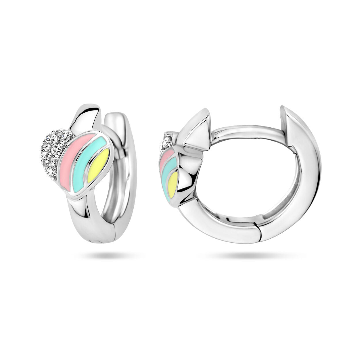 aros corazón y circonita plata rodiada