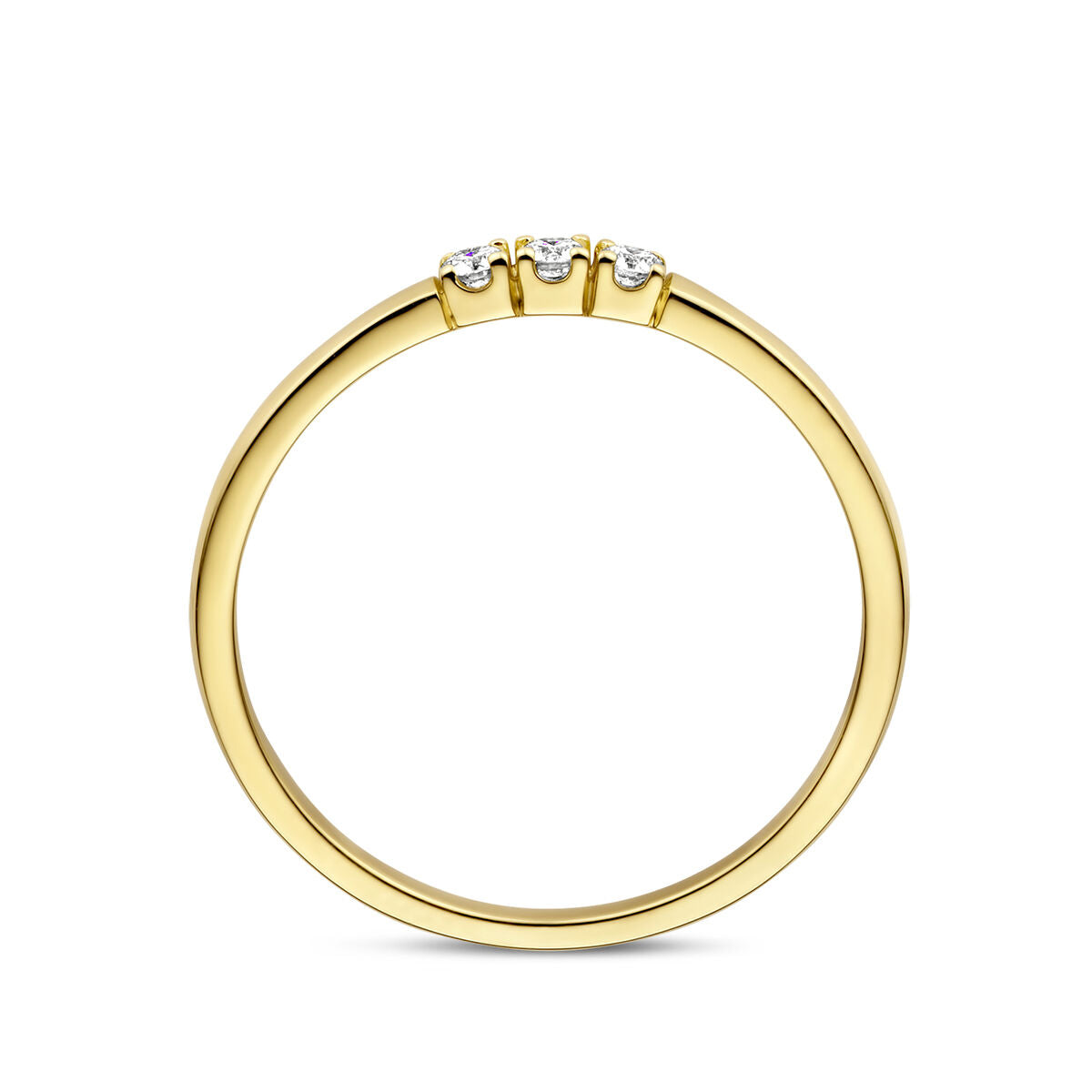 anillo de memoria trilogía diamante 0.09ct h si oro amarillo 14K