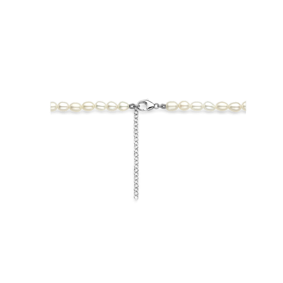 Collar de mujer de plata con perlas rodiadas