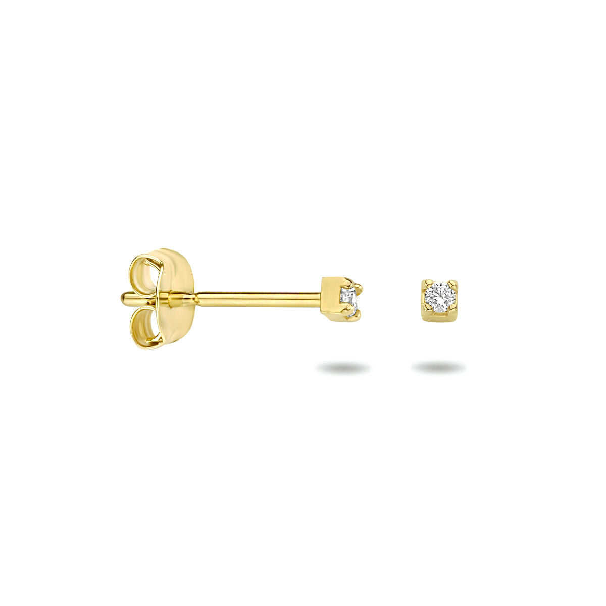 pendientes de botón de zircón 14K oro amarillo