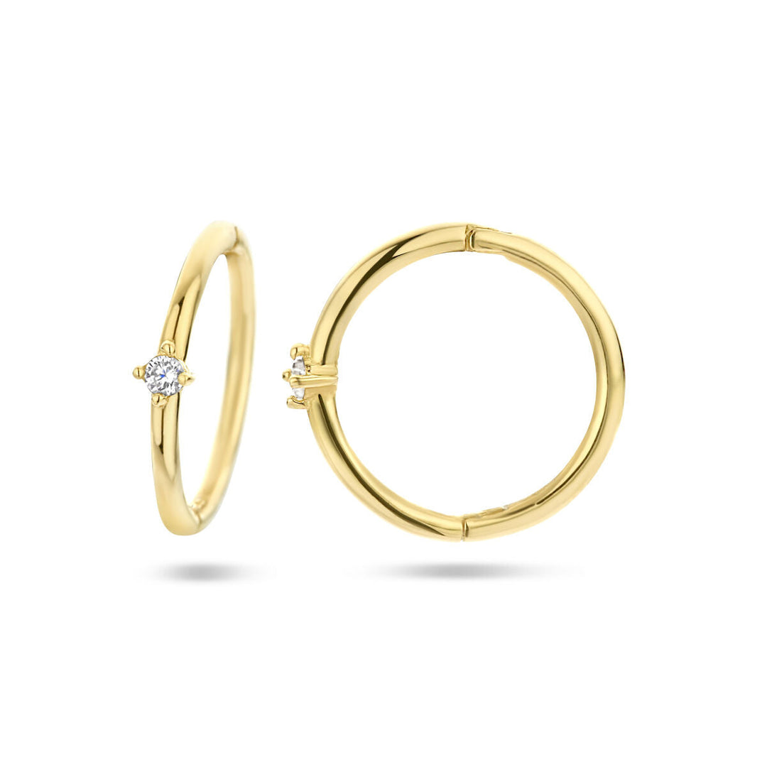 klapoorringen zirkonia 14K geelgoud