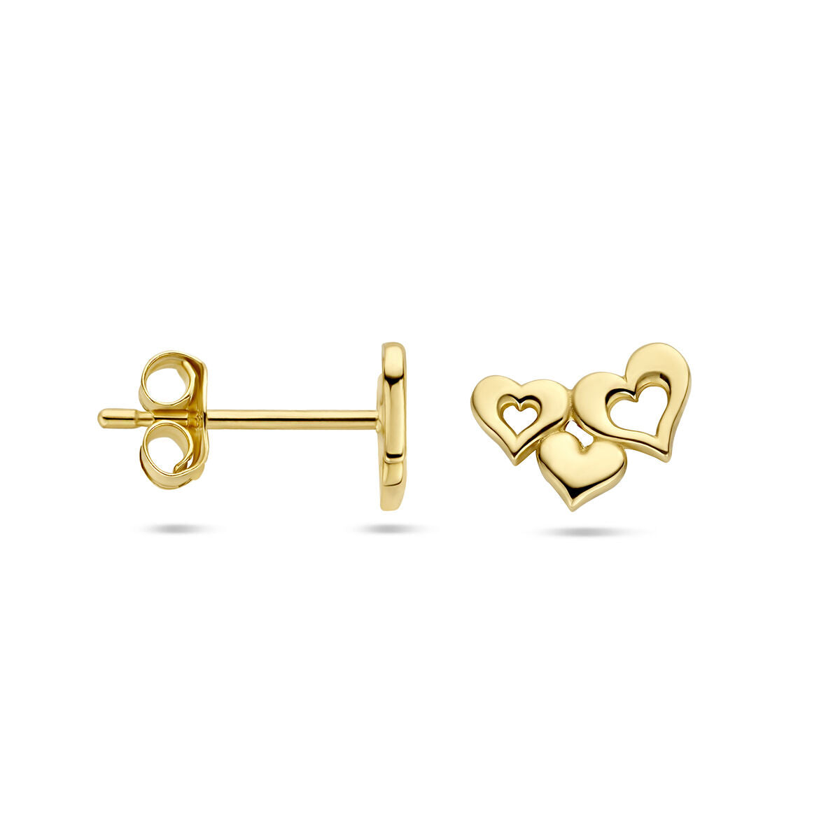 pendientes de botón corazones 14K oro amarillo