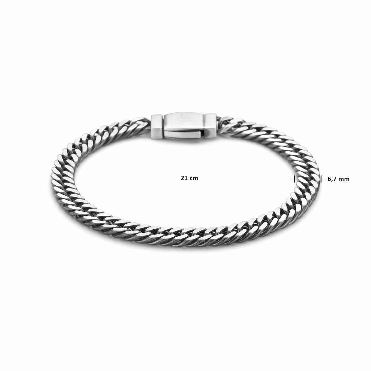 Pulsera de hombre de plata gourmette 6,7 mm oxidada