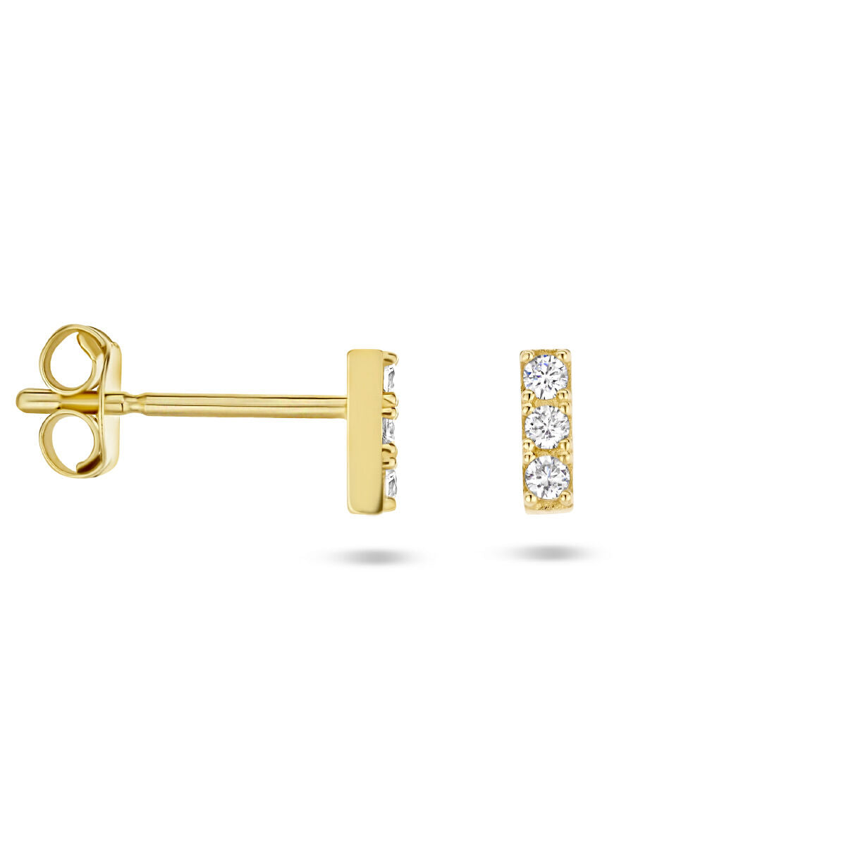 pendientes de botón zirconia 14K oro amarillo