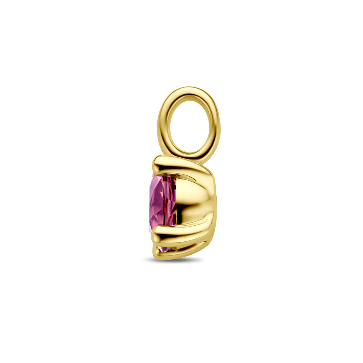 colgante de rodolita rosa en oro amarillo de 14K