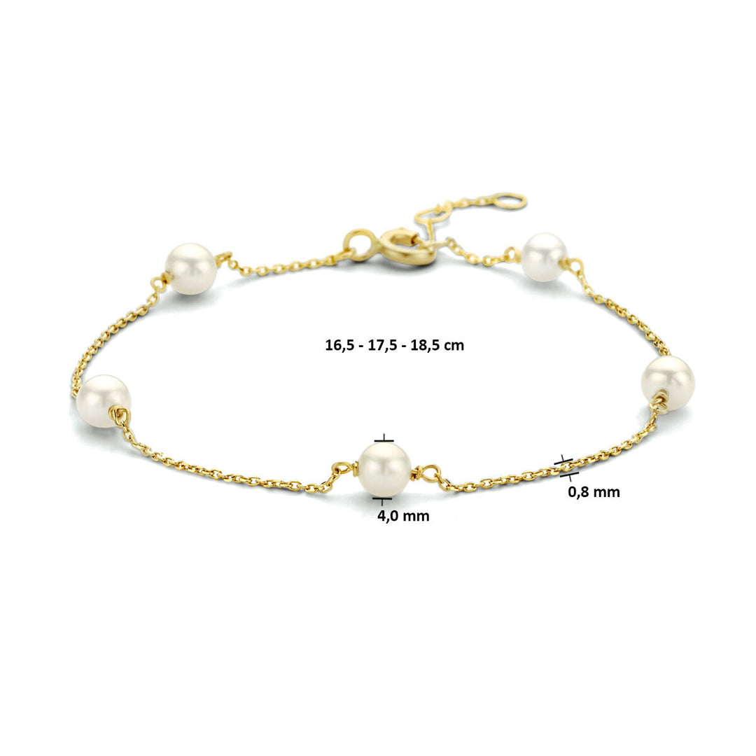 Gouden armband dames parel 14K