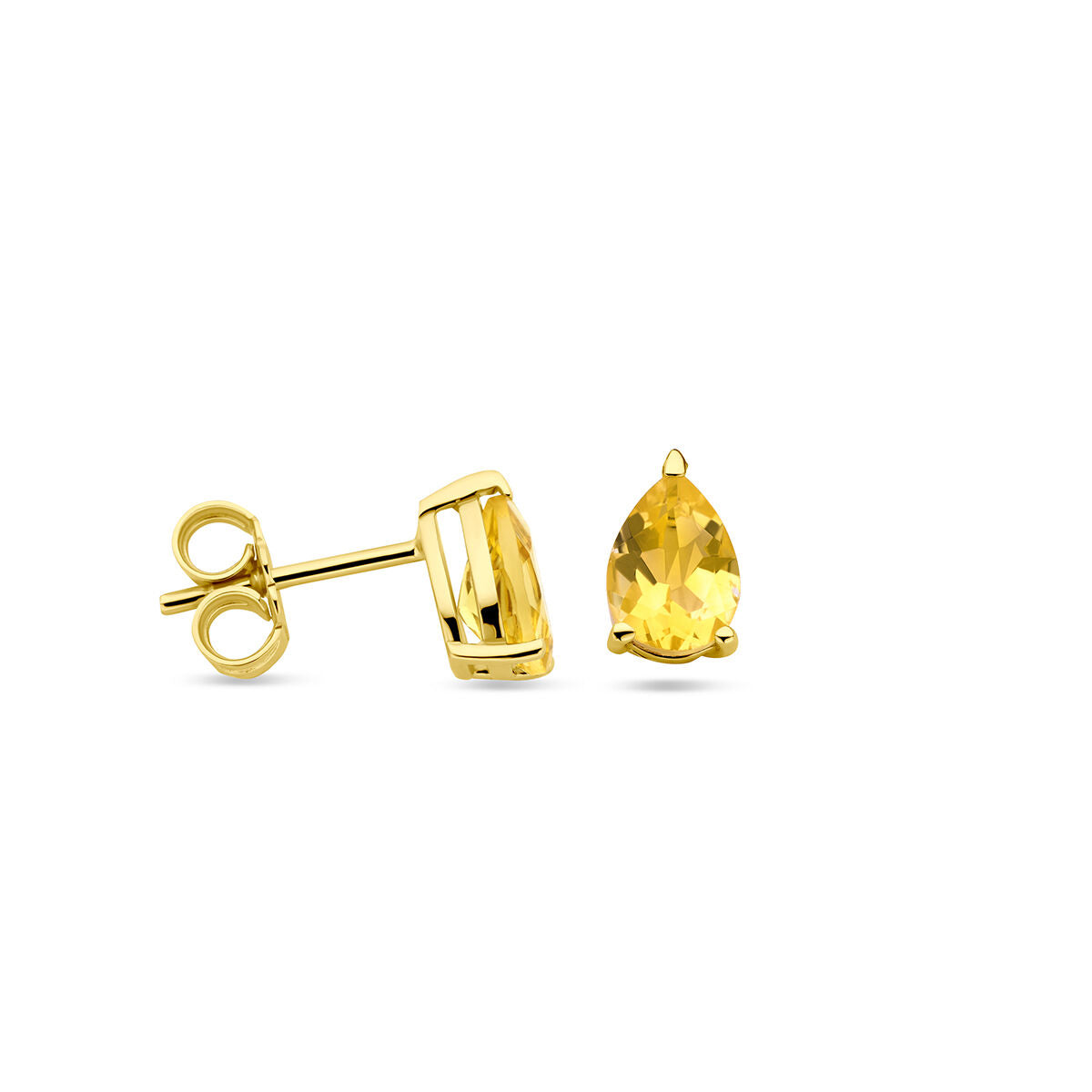 pendientes de botón citrino 14K oro amarillo