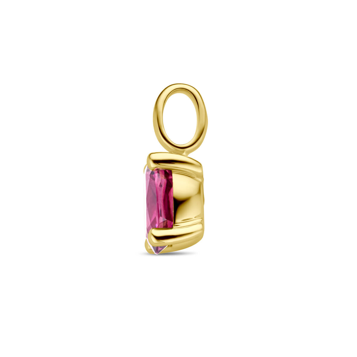 colgante de rodolita rosa en oro amarillo de 14K