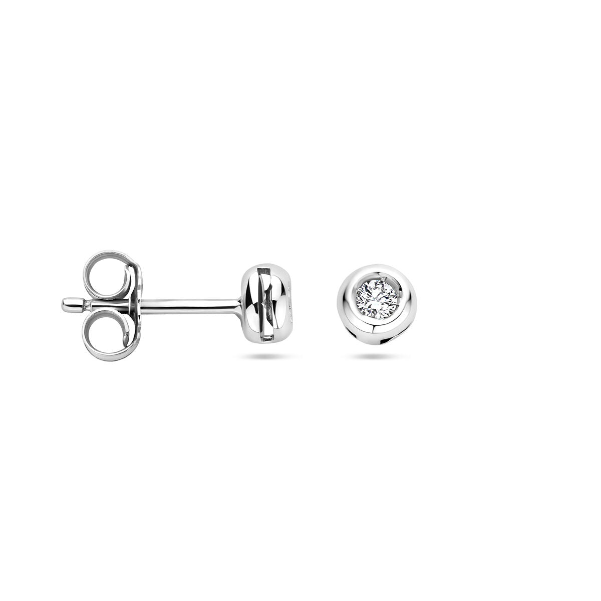 pendientes de botón diamante 0.10 ct (2x 0.05ct) h si 14K oro blanco