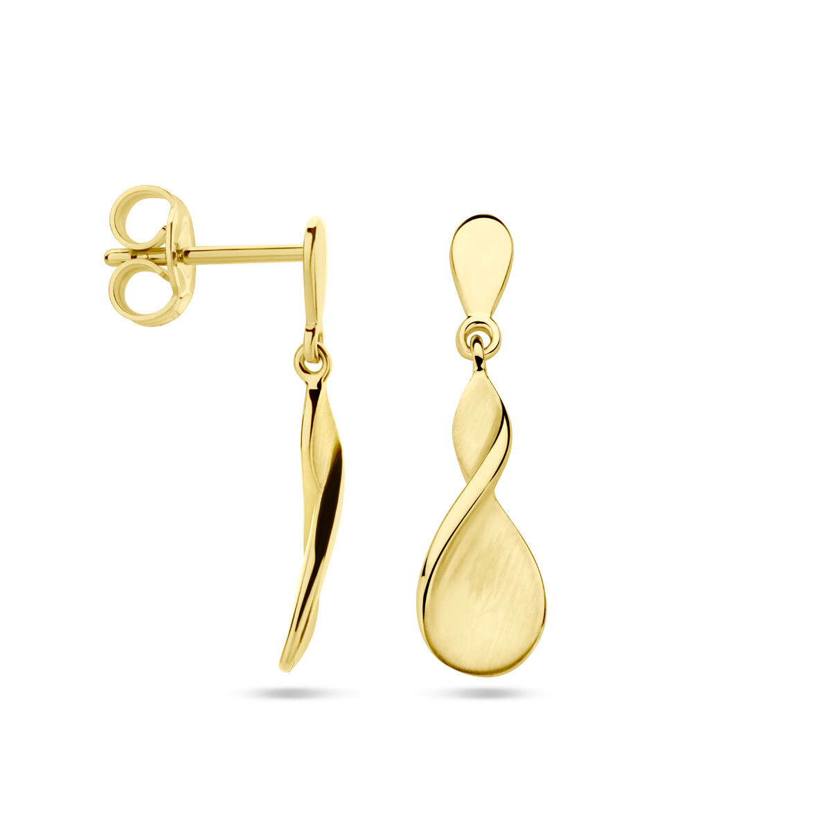 pendientes poli/mate 14K oro amarillo