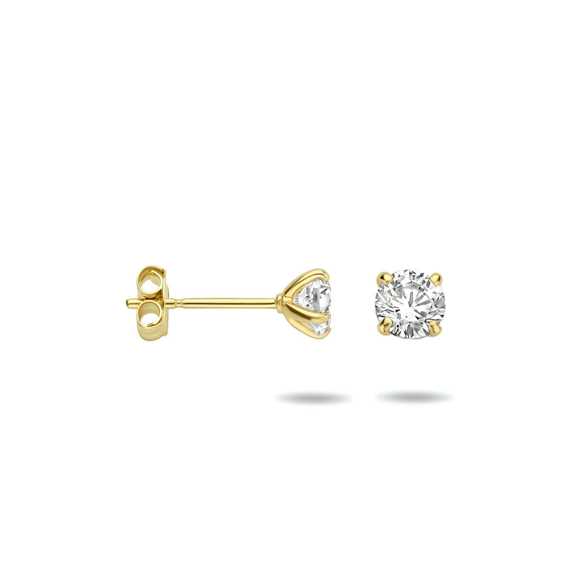 pendientes de botón de zirconia 14K oro amarillo