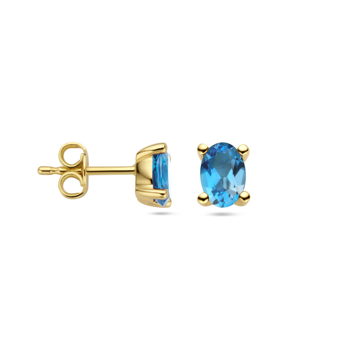 pendientes de botón topacio azul de Londres 14K oro amarillo