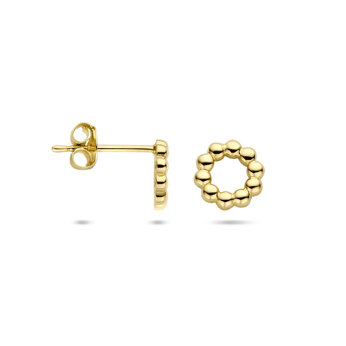 pendientes de botón círculo bolitas 14K oro amarillo