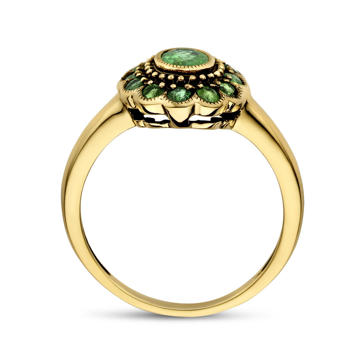anillo esmeralda 14K oro amarillo