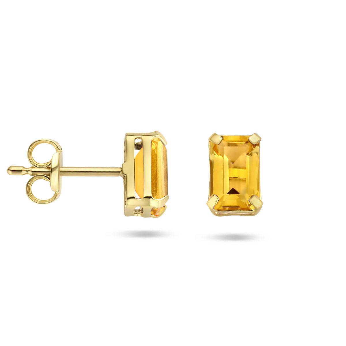 pendientes de botón citrino 14K oro amarillo