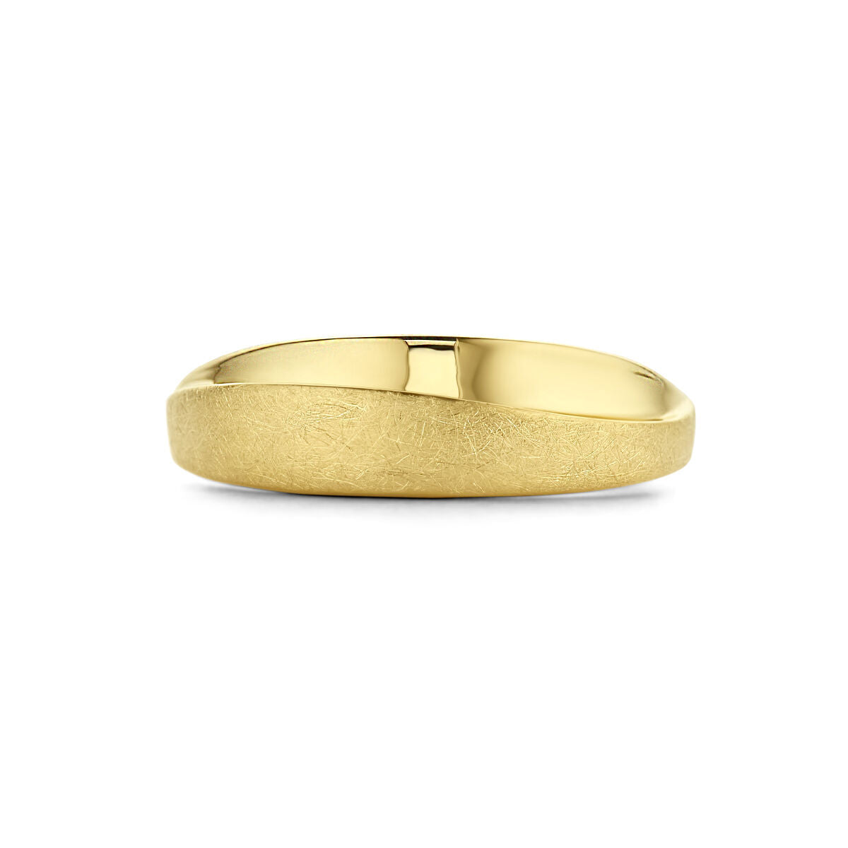 anillo poli/mat 14K oro amarillo