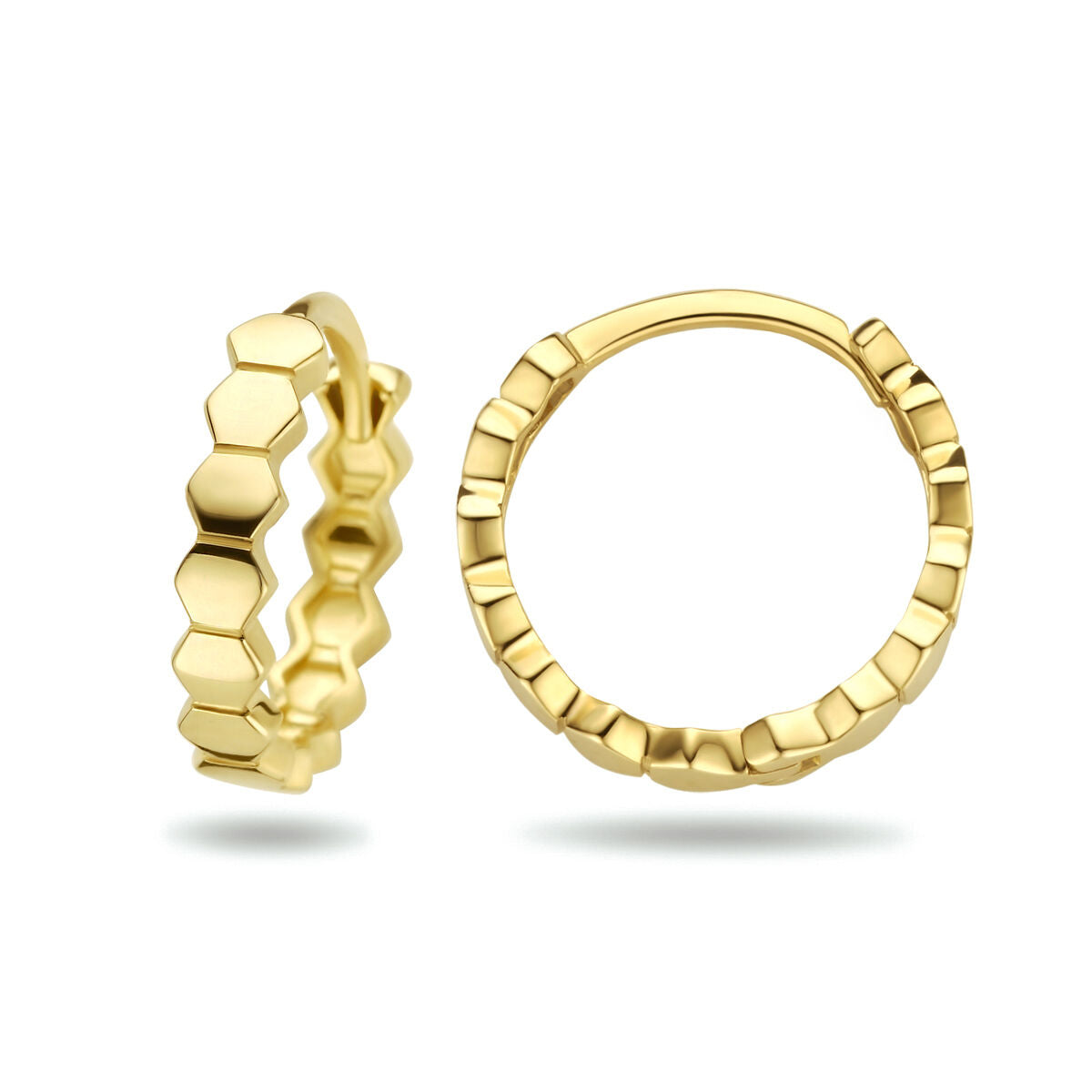 aros hexagonales 14K oro amarillo