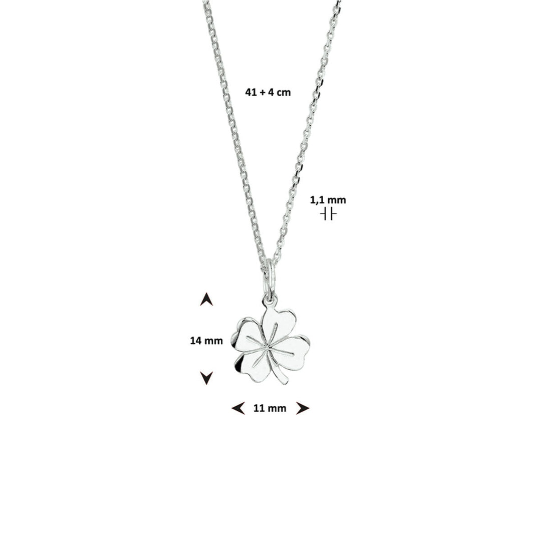 collier klaver 41 + 4 cm zilver wit