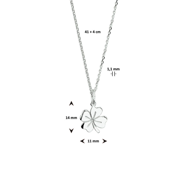 collier klaver 41 + 4 cm zilver wit