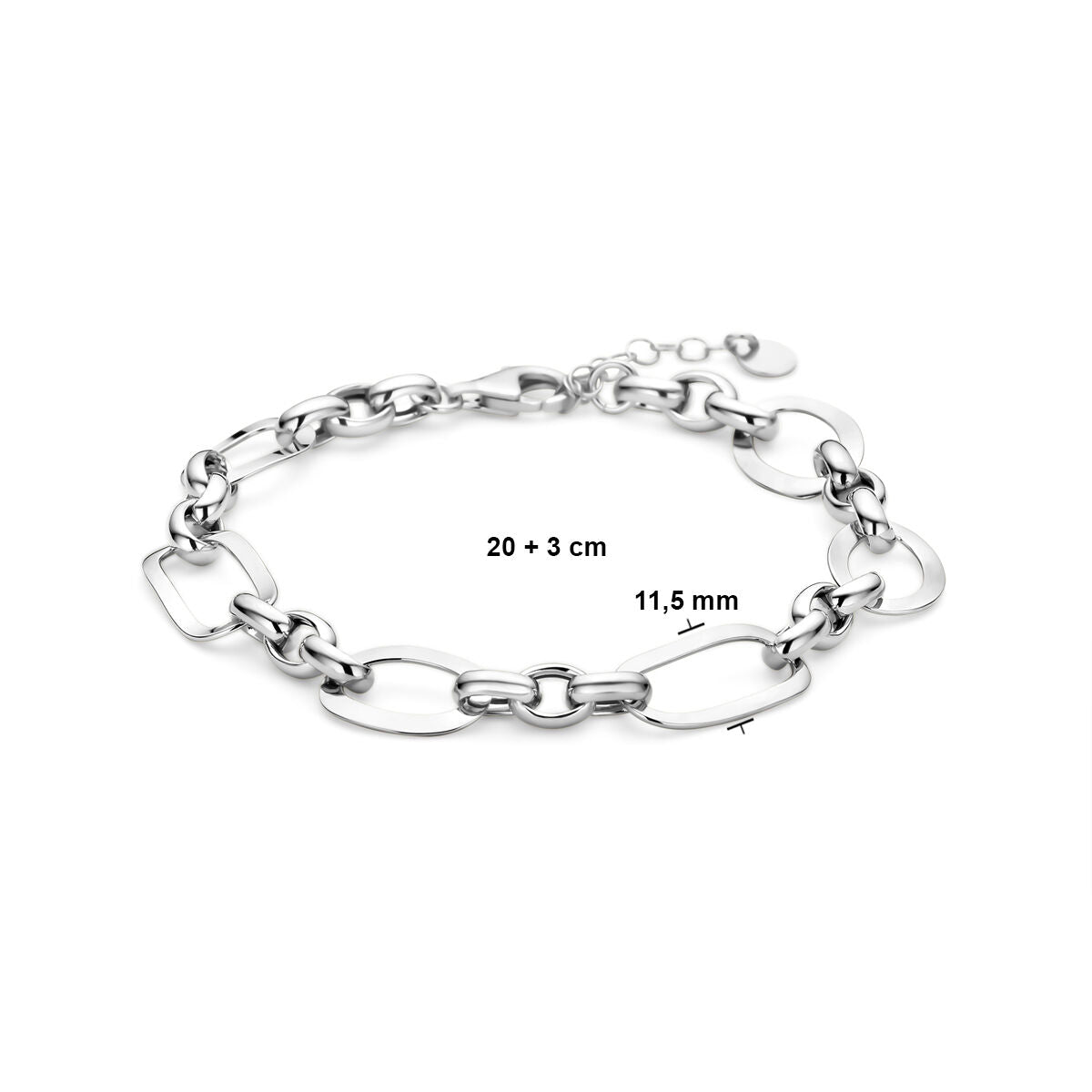 Pulsera de plata de mujer rodiada